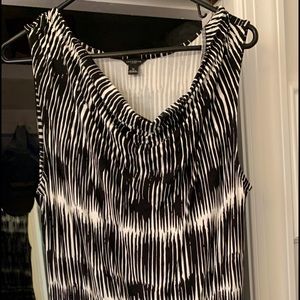 Ann Taylor sleeveless, pullover dress, great print, waist detailing, stretchy